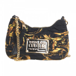 Versace Jeans Couture Mood Plisseeritud Kuldne Logo Kettrihm Nailon Poolkuu Crossbody &Otilde;lakott Naiste kotid Must 72VA4BX8-ZS226-G89 Basic Set (Bag+Dust Bag)
