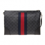 Gucci Klassikaline Logoriba L&otilde;uend ja Nahast Messenger Bag Meeste kotid Must Hall 474139-K5ICN-1095 Basic Set (Bag+Dust Bag)