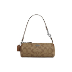 Coach Nolita 20 H&otilde;bedane logo Klassikaline monogramm Metallosad T&otilde;mblukk Silindrikujuline kott Naiste k&auml;ekott Khaki Sadulapruun CP475-SVWQ3 Basic Set (Bag+Dust Bag)