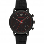 Emporio Armani Luigi Must Silikoon/Kumm Meeste Kvarts Kronograaf AR11024 must