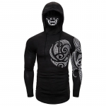 Meeste Trend Maskiga Kapuutsiga Dressipluus Elastne Fitness Tatuaažitr&uuml;kiga Kapuutsiga Dressipluus Mees Meeste Hip Hop Ninja &Uuml;likond Streetwear S