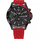Tommy Hilfiger Bank Must Punane Silikoon Meeste Kvartsikell 1791722 must