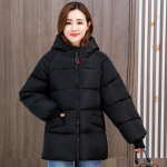 Eriti suur suurus 8XL naiste korea versioon keskmise pikkusega udusulest puuvillajope pluss v&auml;etis, et suurendada vaba moega parkajope 6XL must