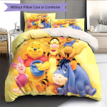 Eeyore ja Tigger & Karupoeg Puhh Prindiga Voodipesukomplekt, Soe ja Mugav, T&auml;iuslik Valik Laste Magamistoa Kaunistamiseks. 135x200cm yellow