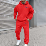 Meeste ja naiste t&auml;navakunstiline sametine kapuutsiga tr&uuml;kitud dressipluus/hoodie ja p&uuml;ksid komplekt S punane
