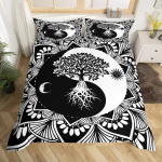 Yin Yang Tekikate Komplekt Boho Trippy Ps&uuml;hhedeelse Kunstiga Tekikate Gossip Voodipesu Komplektid Traditsiooniline Ying Yang Teemaline Voodikatted 135x200cm
