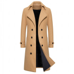Unisex pikk kaherealine tuulejakk Unisex villane jope &otilde;huke mantel M khaki