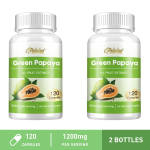 Pslalae Rohelise Papaia Ekstrakti Kapslid, Looduslik Rohelise Papaia Ens&uuml;&uuml;mi Ekstrakt, 1200mg, Sobib T&auml;iskasvanutele, &Otilde;rn Valem 120*2 beige