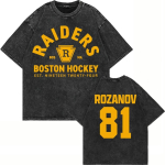 Kuum rivaliteet Ilya Rozanov 81 Boston Raiders Graafiline tr&uuml;kk Vintage pestud puuvillased T-s&auml;rgid Mehed Naised L&otilde;tv vabaaja &uuml;legabariidilised T-s&auml;rgid M mitmev&auml;rviline