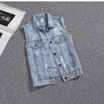 Kahatsood Naiste Suurused V&auml;liskaubandus Vabaaja Vest Trend K&otilde;ik-sobiv Vest Denim Jakk Joped M sinine