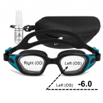 M&uuml;oopiaga ujumisprillid t&auml;iskasvanutele - Kahepoolne retsept vasak ja parem erineva tugevusega, Udustamisvastased HD, Vahetatavad ninasillad Right Myopia -6.0