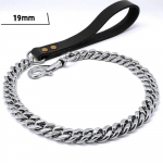 Roostevabast terasest koerarihm Lemmiklooma rihm T&otilde;mme Supertugev Kuldne Kaelarihma ahel 32mm 19mm Buldog Pitbull Suure koera kaelarihm rihm 2FT60CM