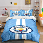 Sinised triibud, Manchester City logo. Voodipesukomplektid Tekikotikomplektid Tekikotid Padjap&uuml;&uuml;rid(1* Tekikott 2* Padjap&uuml;&uuml;ri (ilma tekita)) 135x200cm