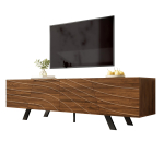 Kaasaegne televiisikapp lainelise esiosaga &ndash; madal kapp p&auml;hklipuu v&auml;limusega, mustade rauast jalgadega, suur hoiuruum, kaablihaldus ja riiul (160&times;39&times;50.5 cm) 160 x 39 x 50.5 cm