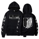Kuum anime Attack On Titan Hupparid Levi Shingeki No Kyojin Prindiga Huppariga Meeste Naiste Riided Suur Suurus Dressipluus Harajuku Pullover M black
