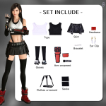 Tifa Lockhart Cosplay Kost&uuml;&uuml;m Karnevali &Uuml;likond Parukas Anime Halloweeni Kost&uuml;&uuml;mid Naised M&auml;ng XXXL&Other black