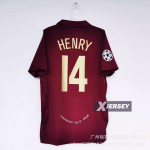 Henry 14 Arsenal 1998-2006 Barcelona 2007-2009 Retro Jalgpalli Treeningus&auml;rk Meestele Naistele L&uuml;hikesed Varrukad Hingav XL