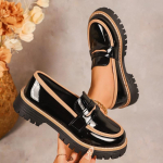 Elegantne lame kinga naistele Suurused Vibu Lakknahast Mokassiin Kingad Naine S&uuml;gis Paks Tald &Uuml;marad Kingad Daam 39 black