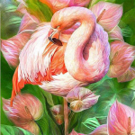 Teemanttikandid 5D Teemantidega k&auml;sit&ouml;&ouml;maaling Roosa Flamingo Teemant Teemant Seinakaunistus 30x30CM