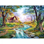 Leopardi teemantmaal kivikividega vintage lilleline maastik Dekoratiivne suur teemantristpiste 20X30CM