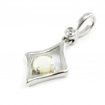 Les Tr&eacute;sors De Lily [G0792] - K&auml;sit&ouml;&ouml;na valmistatud h&otilde;bedast ripats  Goddess Opal  h&otilde;bevalge (roodiumiga kaetud) - 14x9 mm valge