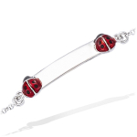 Les Tr&eacute;sors De Lily [G1091] - Gourmette Argent 'Bambino Coccinelles' rouge argent&eacute; (rhodi&eacute;) - 25x5 mm punane