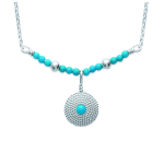 Les Tr&eacute;sors De Lily [K3699] - Collier Argent 'Mineralia' turquoise argent&eacute; - 33x15 mm t&uuml;rkiissinine