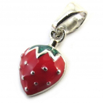 Les Tr&eacute;sors De Lily [N3180] - Pendentif Argent 'Fraise' rouge punane