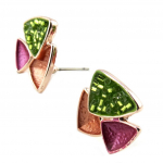 Les Tr&eacute;sors De Lily [P8416] - Boucles Cr&eacute;ateur 'Acapulco' vert rose orange - 19x19 mm Heleroosa