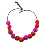 Les Tr&eacute;sors De Lily [R1245] - Collier artisanal 'Aluminirock' rose rouge orange - largeur 1. 5 cm Heleroosa