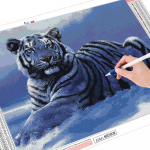 5D DIY teemantmaali tiigri k&auml;sit&ouml;&ouml; komplekt t&auml;isruudukujuline teemanttikandid loomad kivist kunst Talvine kodukaunistus Full Round 20X30CM