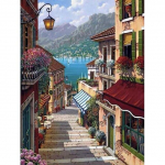 5D-teemantmaal Maastikumaja t&auml;isnurkne ruudukujuline teemanttikandi m&uuml;&uuml;k T&auml;navamaastikud ristpistes komplektid kodukaunistus Full Round 20X30CM punane