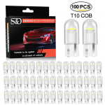 100tk Auto T10 Led pirnid 194 168 W5W LED valgus K&uuml;lm valge Auto COB L&auml;bipaistev akr&uuml;&uuml;l Punane Sinine Roheline Roosa Kollane Numbrilamp 12V valge