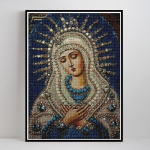 Teemantmosaiik t&auml;ispuurimise &uuml;mmargune ikoon Religioon Teemantmaal Neitsi Maarja Rhinestone tikandid teemantidega Round Drill 30x40CM