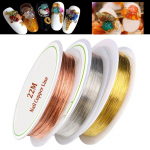 3 Rulli Nail Art Copper Wire Charm Line K&uuml;&uuml;nte kaunistus Kuldne h&otilde;bedane roosa kuld
