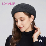 SOMALER Villased Prantsuse barettk&uuml;barad naistele Elegantsed kaunistused Naiste barett Beanie Talvine s&uuml;gisbarett naistele tumehall v&auml;rv
