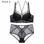 DKGEA seksikas aluspesukomplekt, valge rinnahoidja pitsist naiste Push Up rinnahoidja 70A must