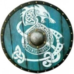 Viking Round Shield Armor Templar Keskaegne LARP Warrior puidust ja terasest sinine
