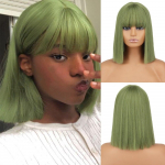 MERISIHAIR Roheline l&uuml;hike sirge s&uuml;nteetilisest kiust Bob parukas koos tukkidega Naiste Cosplay Party igap&auml;evane l&uuml;hike Bob parukas 114