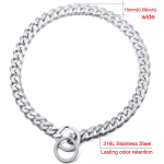 15 mm tugev 18K kuldne luksuslik koera kaelarihm, vastupidav roostevabast terasest kuuba ketiga kaelarihmad keskmise suurusega koertele rottweiler Bully 12 inch white