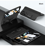 Nahast hingedega &uuml;mbris Samsung Galaxy Z Fold 3 4 Fold4 Fold3 jaoks koos reguleeritava kronsteiniga t&auml;isekraani kilekaitse luksuslik kate For Samsung Z Fold 3