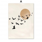 Looduslik Boho vaas Lind p&auml;ikesejoon Leht Abstraktne P&otilde;hjamaade seinakunst L&otilde;uendimaaling Plakatid ja Prindid Seinapildid Elutoa sisustus A4 21x30cm No Frame