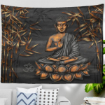 Buddha Print Gobel&auml;&auml;n Seinaripp Meditaator Taustadekoratsioon Seinakaunistus India Boho Mandala Hipi Kodukaunistuse tarvikud 75x75cm30x30inch