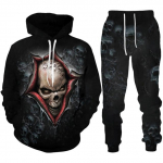 Isikup&auml;ra Skull 3D Prindiga meeste dressikomplekt Gooti punk-kapuuts/t&otilde;mblukuga dressipluus/p&uuml;ksid/&uuml;likond Lahedad Halloweeni t&auml;navar&otilde;ivad XS