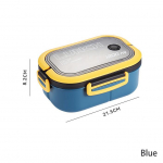 Mikrolaineahjus l&otilde;unakast kahvli lusikaga Kaasaskantav hermeetiline l&otilde;unakarp 2-kihiline v&otilde;re, laste &uuml;li&otilde;pilaskontor Bento Box toidu hoiukonteiner sinine