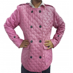 NOORA Naiste roosa tepitud ehtne lambanahast roosa mantel | Double Breast l&uuml;hike mantel | Slim Fit Outwear mantel XS