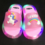 Unicorn LED padi liugused sussid, t&uuml;drukute sussid laste juhitud beebi vannitoasussid sandaalid laste kingad t&uuml;drukutele poistele 28/29# roosa