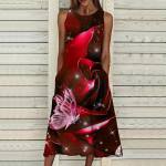 Suvine mood Seksikas varrukateta kleit Pehme vabaaja 3D hiiglaslike lilledega kleit, varrukateta kleit, suvine ripatsiga kleit XS sinine