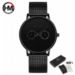 Hannah Martin meeste k&auml;ekellad Minimalistlikud meestemood &uuml;li&otilde;hukesed k&auml;ekellad Lihtsad meeste &auml;rilised roostevabast terasest v&otilde;rgust v&ouml;&ouml;st kvartsist randmekellad Metal Steel must