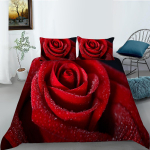 3D roositeemaline voodipesukomplekt Moodne romantiline armastusega tekikott ja padjap&uuml;&uuml;r, mis sobib armastajate ja paaritubade kodukaunistamiseks DE 200x220cm